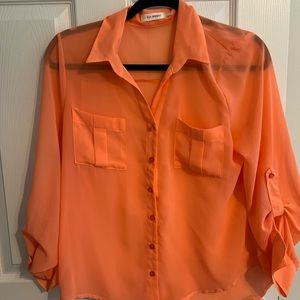 Blu Pepper peach see through button down. Like new